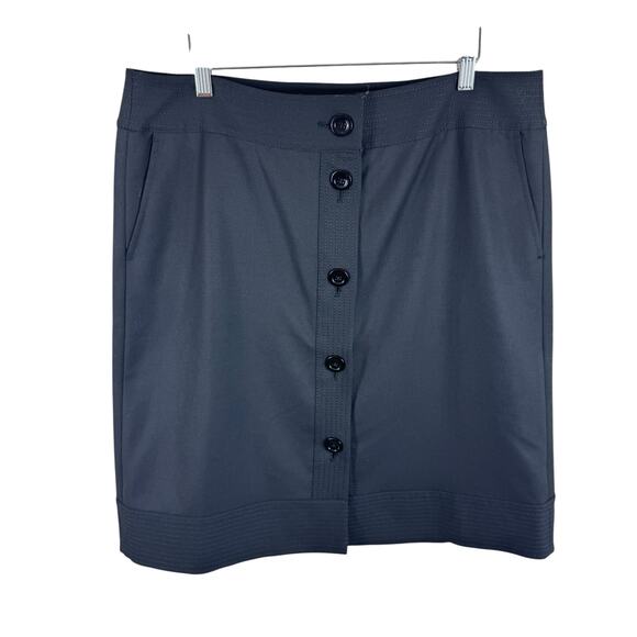 Ann Taylor Black Button Front Lined Straight Above Knee Dressy Skirt Size 14 - Picture 1 of 6